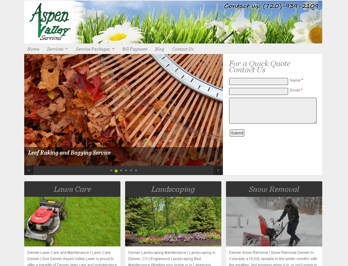 Aspen Valley Lawn Site Screenshot3 Website Design Services
